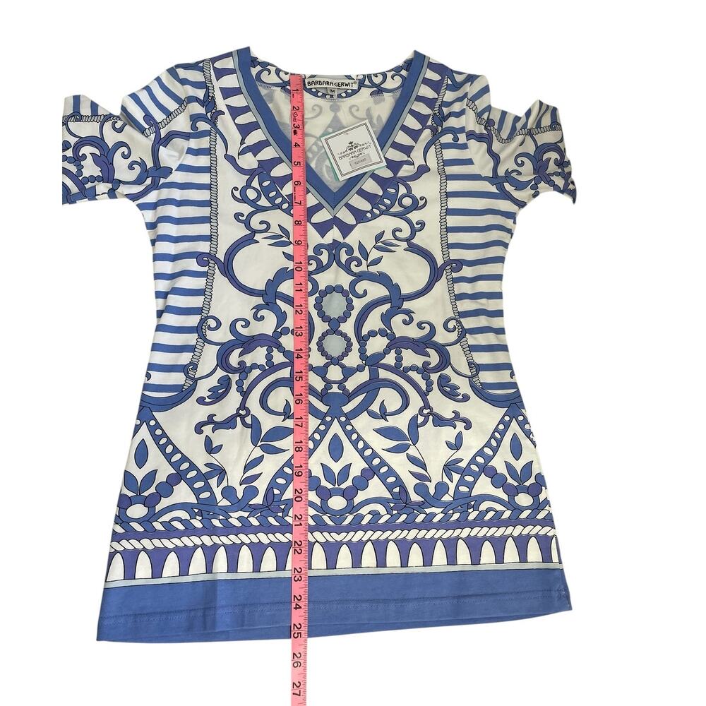 Barbara Gerwit Supra Cotton Stretch Tunic Top Size M Travel Resort Coastal NWT - Picture 5 of 7